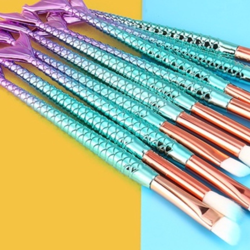 10-Piece Teal/Purple Ombré Prof. Make-Up Brush Set